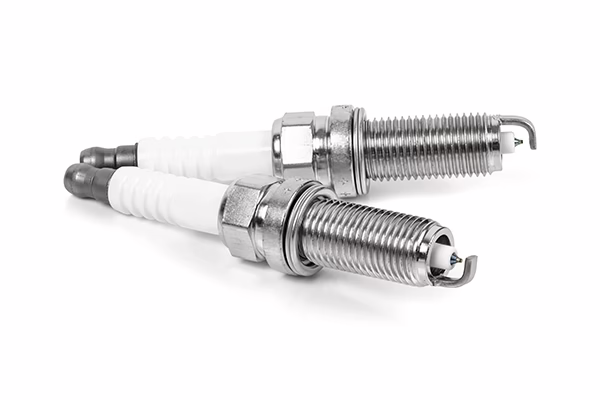 Spark plugs on a white background